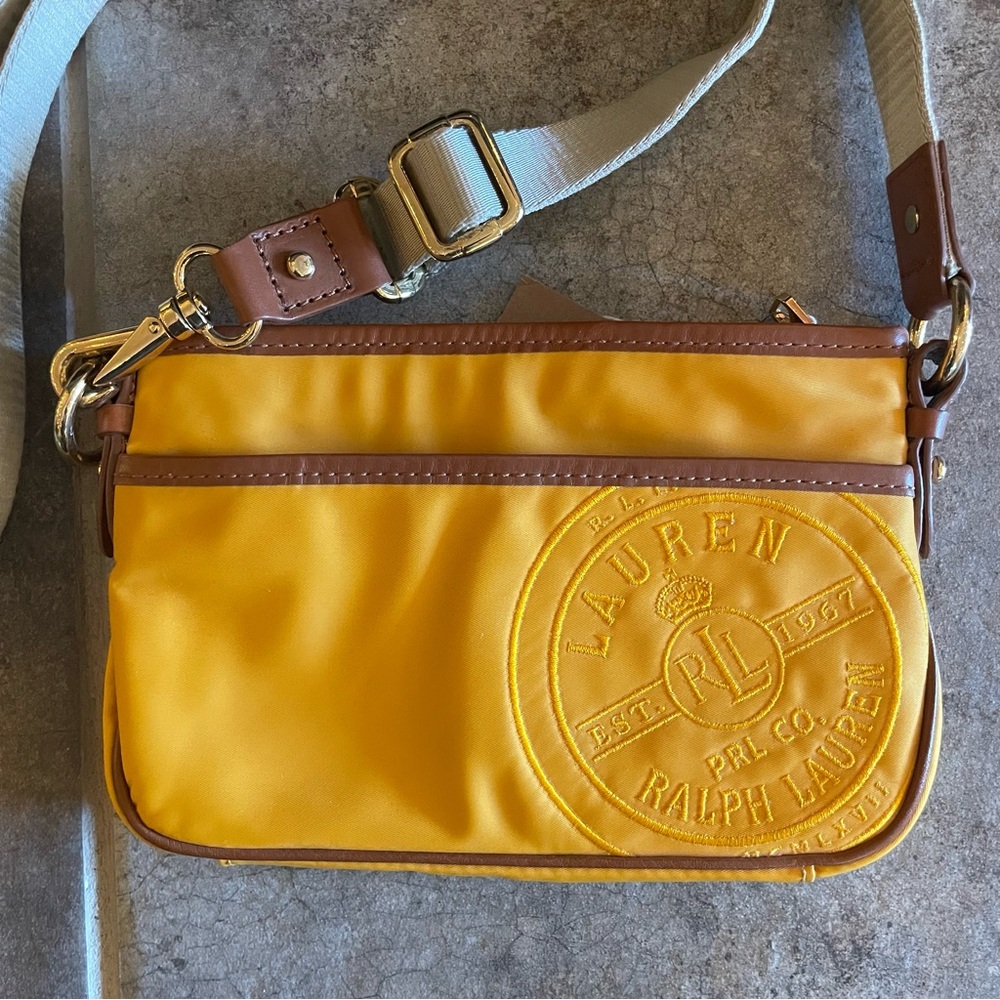 Ralph Lauren Yellow and Brown Crossbody Bag